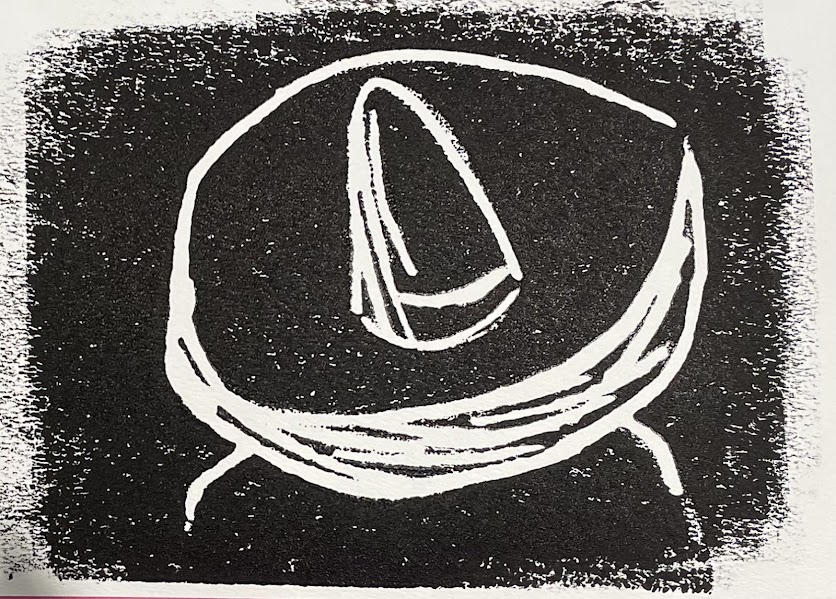 Print of person wearing sombrero