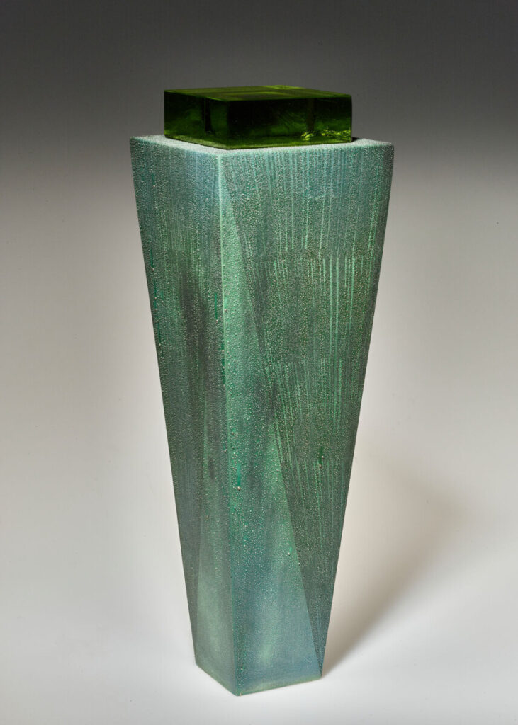 Cobalt and green molded and cast porcelain